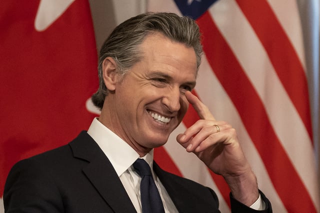 California Governor Gavin Newsom is seen during a bilateral meeting with Canadian Prime Minister Justin Trudeau, as the 2023 Asia-Pacific Economic Cooperation (APEC) Economic Leaders’ Week is underway in San Francisco, Wednesday, Nov. 15, 2023.