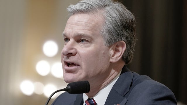 FBI Director Christopher Wray testifies during a House Select Committee focusing on China on Capitol Hill, Wednesday, Jan. 31, 2024, in Washington. (AP Photo/Mariam Zuhaib)