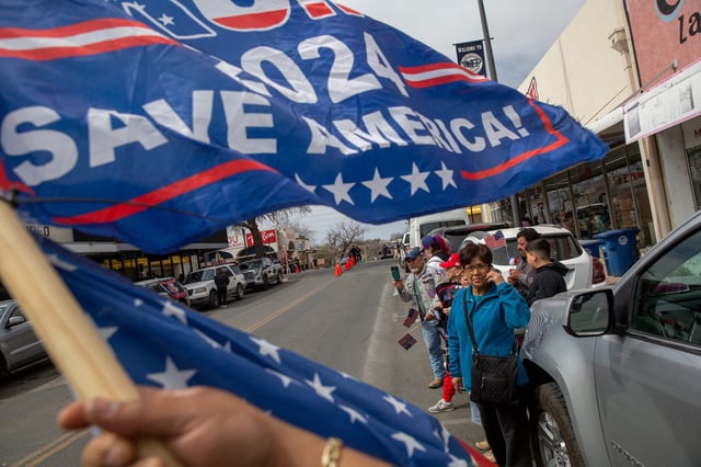 Trump supporters gathered Thursday in Eagle Pass ahead of the former president's arrival there.