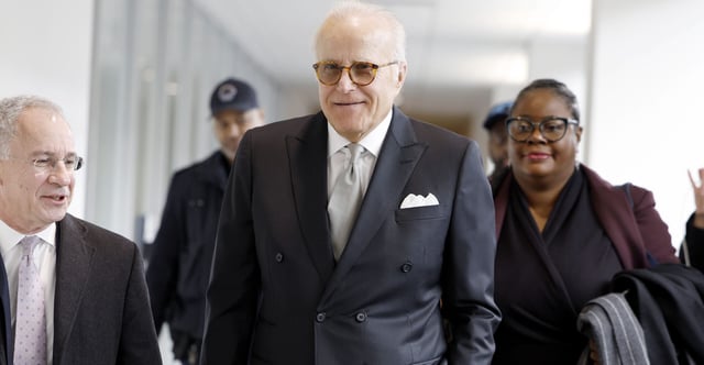 “I repaid two loans that I secured from my brother,” Jim Biden, younger brother of President Joe Biden, told congressional investigators in reference to two checks to his brother totaling $240,000. Pictured: Biden arrives with attorney Paul Fishman for a closed-door deposition Feb. 21 before House Oversight and Accountability Committee investigators at the O'Neill Federal Building in Washington. (Photo: Anna Moneymaker/Getty Images)