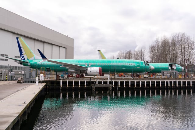 Boeing 737 Max 8 aircraft outside the company's manufacturing facility in Renton, Washington, US, on Sunday, Jan. 7, 2024.