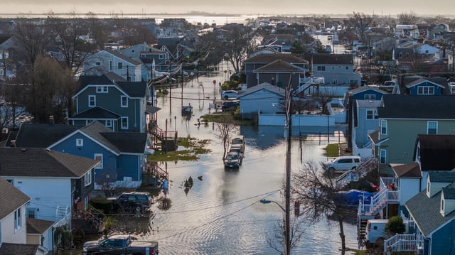 Flooding in the neigborhood of Freeport, Long Island on Jan. 13, 2024.