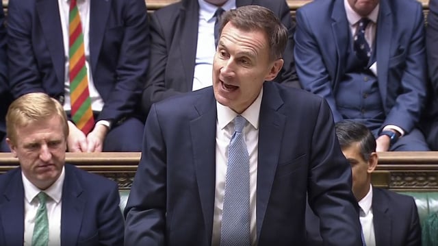 UK finance minister Jeremy Hunt delivering his Budget to the House of Commons in London in March 2024.