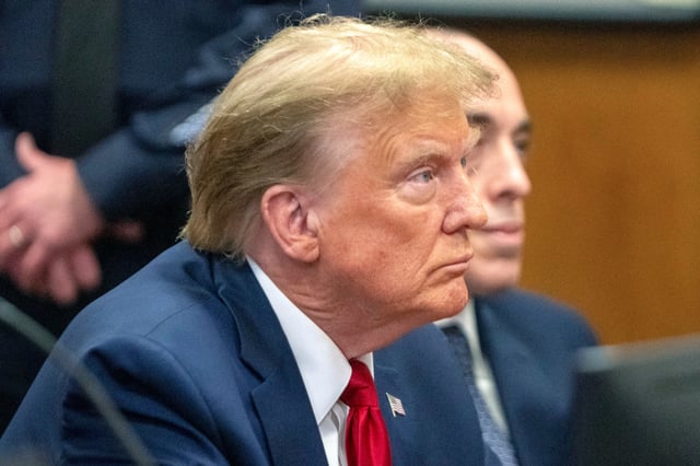 Donald Trump at a pre-trial hearing at Manhattan Criminal Court on Feb. 15, 2024.
