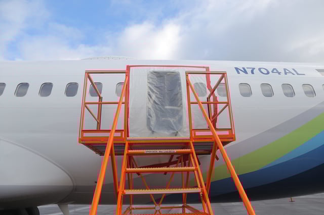 According to the NTSB, a warning light that activates when there is a problem with the airplane’s pressurization system had come on twice days before an Alaska Airlines Boeing 737 Max 9 lost a door plug in flight. [Courtesy: NTSB]