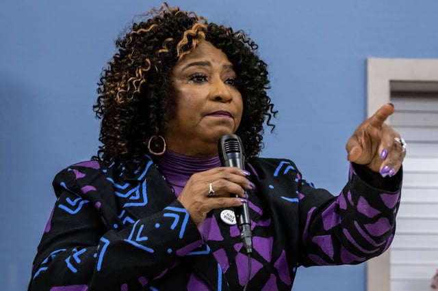 Alameda County District Attorney Pamela Price during a public safety meeting with members of the Sheriff’s office and Oakland Police at Montclair Presbyterian Church in Oakland, Calif., on Thursday, July 27, 2023.