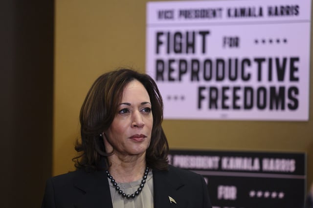 Using the word "abortion." Vice President Kamala Harris speaks at Planned Parenthood, Thursday, March. 14, 2024, in St. Paul, Minnesota.