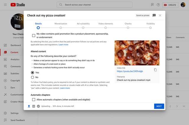 Starting Monday, creators will see a new checklist in the YouTube Creator Studio asking them to identify if their videos contain realistic, AI-generated content.
