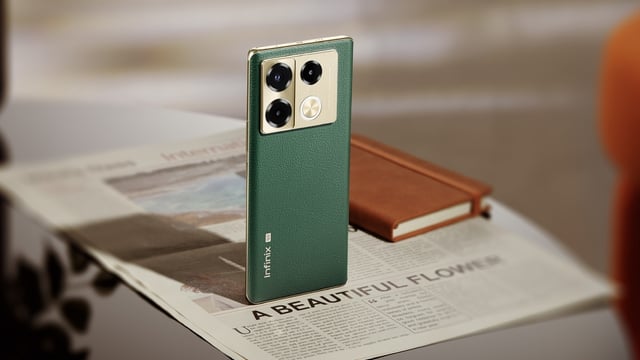 Infinix Note 40 Pro 5G seen in a Vintage Green colourway