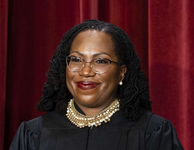 Justice Ketanji Brown Jackson is seen during the formal group photograph at the Supreme Court in October 2022