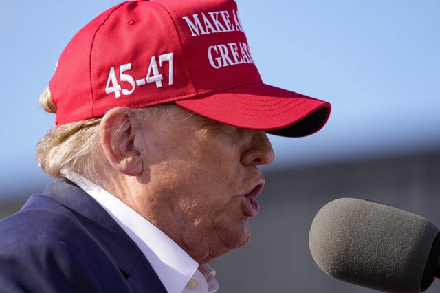Why have a linguistics seminar when Trump talks about a "bloodbath"? Republican presidential candidate former President Donald Trump speaks at a campaign rally Saturday, March 16, 2024, in Vandalia, Ohio.