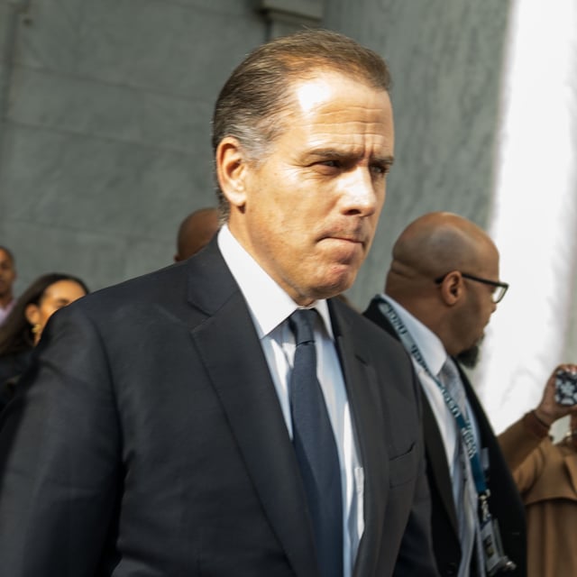 Hunter Biden, son of President Joe Biden, departs a House Oversight Committee meeting at Capitol Hill on January 10, 2024 in Washington, DC. The committee is meeting today as it considers citing him for Contempt of Congress. On Thursday, House Republicans filed a lawsuit against two Department of Justice officials who were involved in a probe of Biden for not complying to subpoenas for depositions.