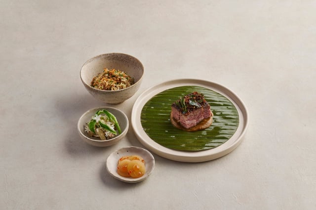 Seroja’s Traders Rice with Percik beef short ribs and a selection of side dishes. Photo: Seroja