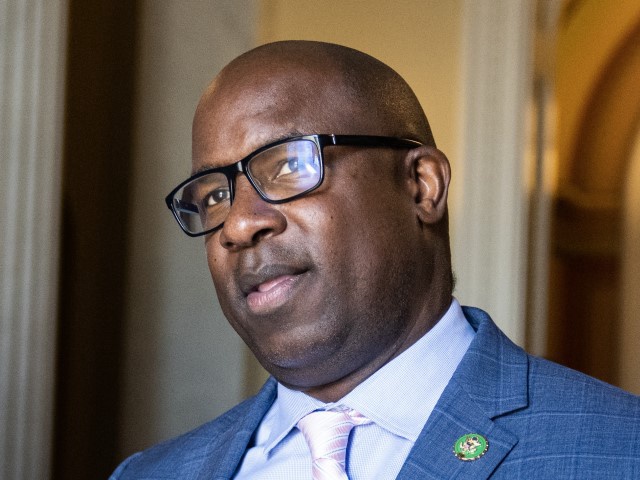 Rep. Jamaal Bowman (D-NY) is seen in the U.S. Capitol after the House passed the National Defense Authorization Act vote on Friday, July 14, 2023. (Tom Williams/CQ-Roll Call, Inc via Getty)