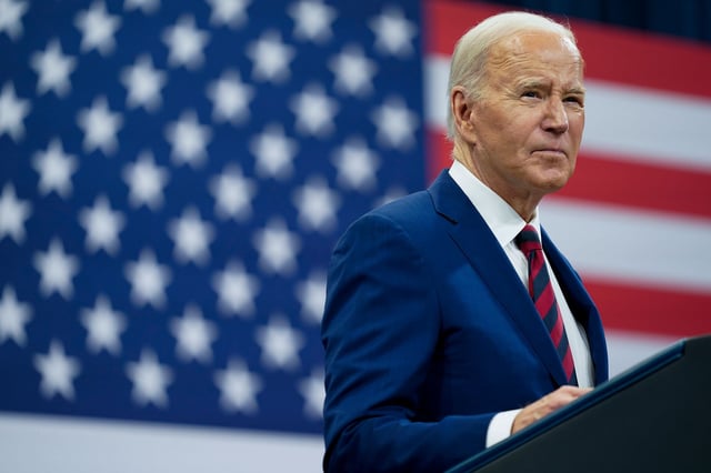President Joe Biden delivers remarks during a campaign event with Vice President Kamala Harris in Raleigh, North Carolina, on Tuesday.