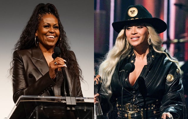Michelle Obama, Beyoncé. Credits: Erika Goldring/Getty Images and Michael Buckner/Billboard via Getty Images