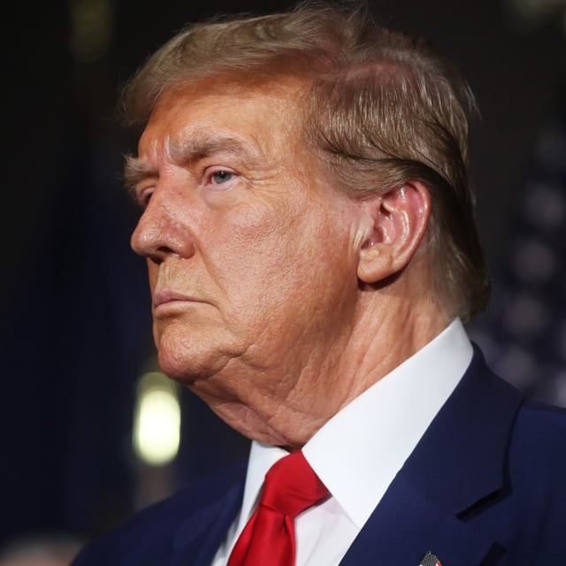 Former. President Donald Trump attends a campaign event on April 02, 2024 in Grand Rapids, Michigan. The judge overseeing Trump's hush-money trial denied his efforts to subpoena NBC over its Stormy Daniels documentary.