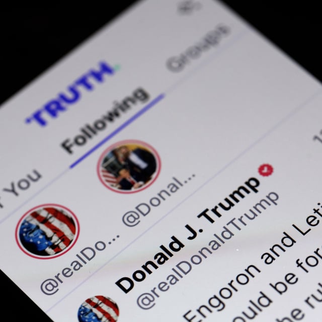 In this photo illustration, Republican presidential candidate former President Donald Trump's social media platform Truth Social is shown on a tablet on March 25, 2024, in Chicago, Illinois.