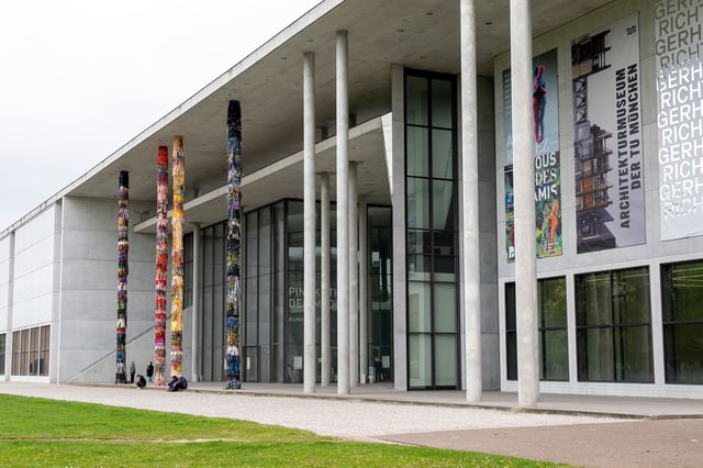 MUNICH, GERMANY - MAY 21: General view of the installation from artist Victor Ehikhamenor at the Pinakothek der Moderne on May 21, 2021 in Munich, Germany. Museum and cultural spaces across Germany have reopened their doors as the country starts lifting restrictions aimed at preventing the spread of coronavirus. (Photo by Hannes Magerstaedt/Getty Images)
