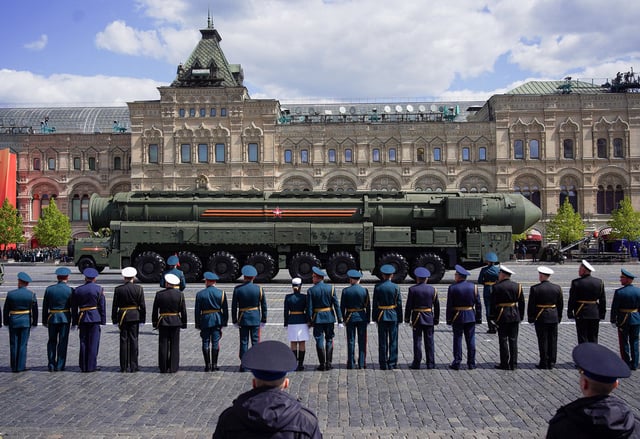 A Russian Yars intercontinental ballistic missile system drives during a military parade on Victory Day, which marks the 78th anniversary of the victory over Nazi Germany in World War Two, in Red Square in central Moscow, Russia May 9, 2023.