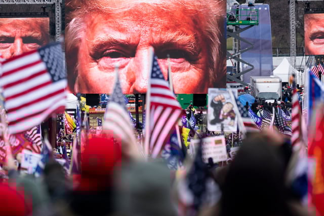 Supporters gather near the Ellipse at the White House to hear Donald Trump deliver a speech on Jan. 6, 2021.