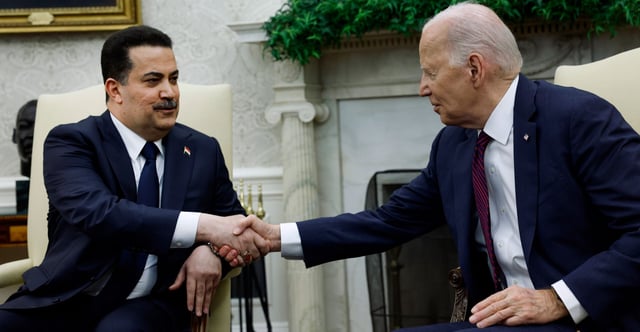 President Joe Biden confers with Iraqi Prime Minister Mohammed Shia al-Sudani in the Oval Office of the White House on Monday. (Photo: Anna Moneymaker/Getty Images)