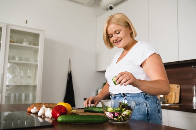 Woman prepares food