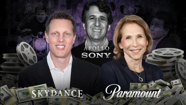 Skydance CEO David Ellison, Apollo CEO Marc Rowan and Paramount Global Non-Executive Chair Shari Redstone (Chris Smith/TheWrap)