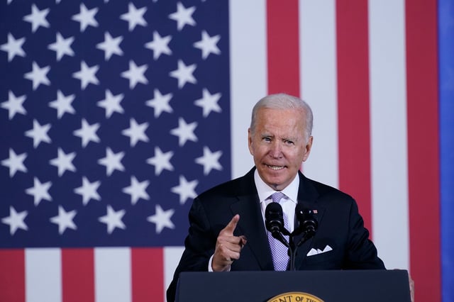 President Joe Biden speaks about his infrastructure plan and his domestic agenda during a visit to the Electric City Trolley Museum in Scranton, Pa., Wednesday, Oct. 20, 2021. (AP Photo/Susan Walsh)