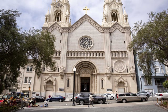 Saints Peter and Paul Church in San Francisco was the scene of a stabbing on Sunday.