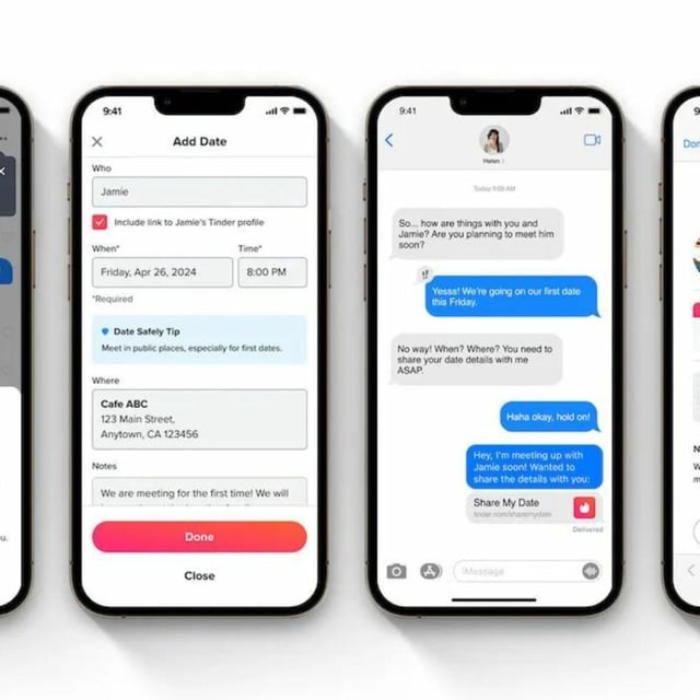 Phone screens displaying a new Tinder feature.