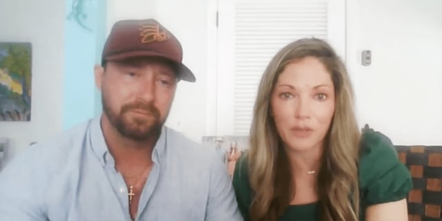 Ryan and Valerie Watson during an interview with NBC10 Boston from the Caribbean Island of Turks and Caicos.