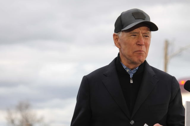 "Joe BIden speaks at a rally outside his campaign office in Council Bluffs, Iowa." By Matt A.J Licensed under "CC BY 2.0"