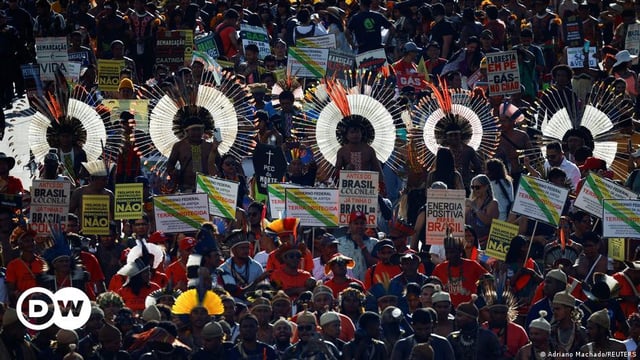 Indigenous people take part in the Terra Livre (Free Land) protest in Brasilia