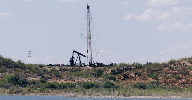 An oil well adjacent to the Red Bluff Reservoir in Reeves County, Texas on February 24, 2020. NGL Water Solutions Permian has proposed to discharge treated produced water into the reservoir.
