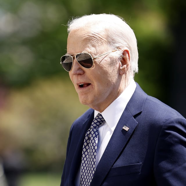 U.S. President Joe Biden returns to the White House on April 26, 2024 in Washington, DC. Biden has proposed tax increases on capital gains that his administration claims will reduce the racial wealth gap.