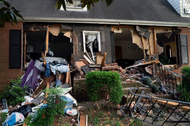 The crime scene where law enforcement officers were shot serving a warrant Monday in Charlotte, N.C. 