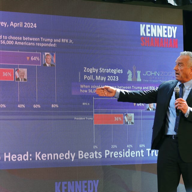 Independent presidential candidate Robert F. Kennedy Jr. speak at a press conference in the Brooklyn borough of New York, on May 1, 2024.