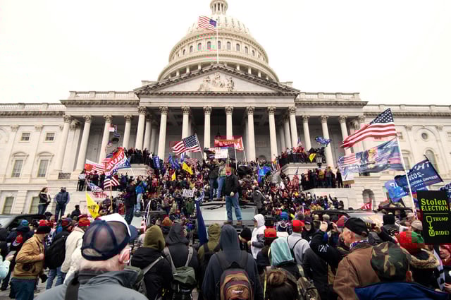 Trump supporters riot on the steps of the Capitol, on Jan. 6, 2021.