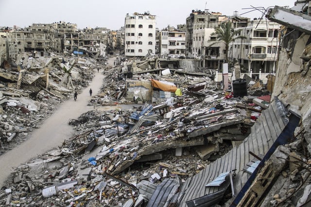 Destroyed structures are seen after Israeli attacks hits Jabalia Refugee Camp in Northern Gaza on April 26, 2024. Israeli attacks against the Gaza Strip persist, with airstrikes, ground incursions, and naval bombardments. Numerous structures have been decimated in the recent attacks on the Jabalia Refugee Camp, situated north of Gaza City. The Israeli attacks have left a trail of extensive devastation in their wake, significantly impacting civilian infrastructure and livelihoods.
