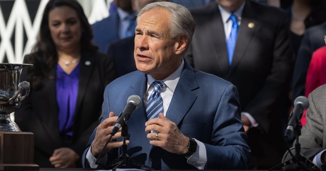 Gov. Greg Abbott makes an economic deveoplemt announcement on Mar. 1, 2024. Gov. Abbott was surounded by the previous Governor Trophies he had earned in previous years.