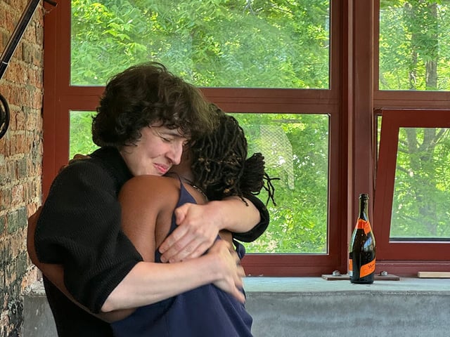 trina reynolds-tyler and Sarah Conway embrace after their win was announced (Photo: Kaitlynn Cassady/Invisible Institute)