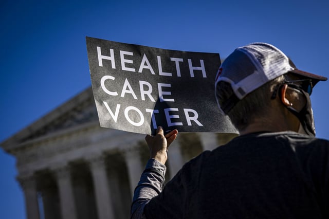 A supporter of the Affordable Care Act on Nov. 10, 2020 in Washington.