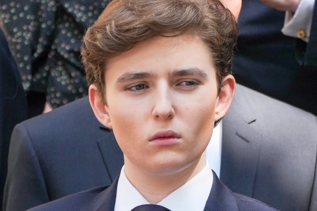 Barron Trump attends the funeral of Ivana Trump, in New York City, on July 20, 2022.