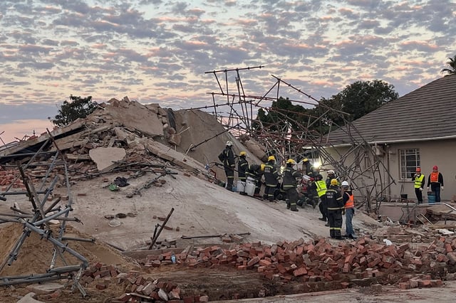 At least six people died in the collapse of a building under construction in the South African coastal city of George