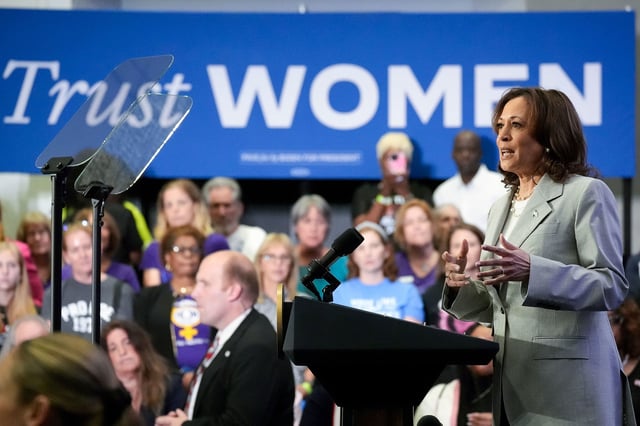Vice President Kamala Harris speaks about the implementation of Florida's abortion ban at an event Wednesday, May 1, 2024, in Jacksonville, Fla. (AP Photo/John Raoux)
