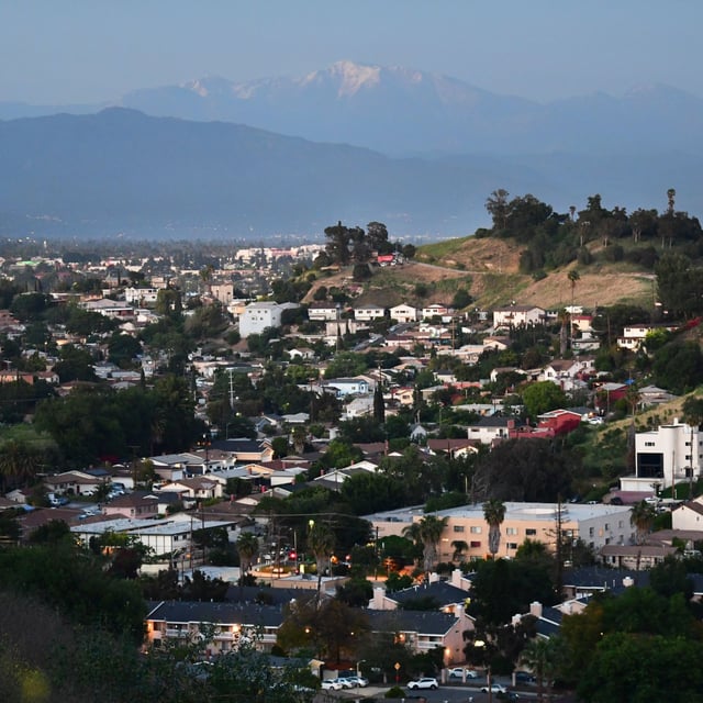 A general view shows housing in Los Angeles, California. Housing demand seems to persist despite high mortgage rates.
