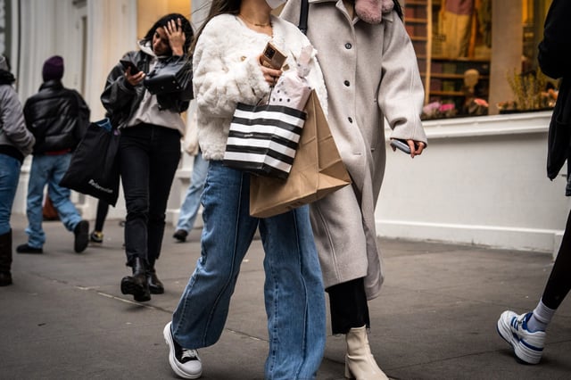A shopper carries a Sephora bag in New York on Jan. 21, 2023.