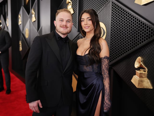 (From left) Zach Bryan and Brianna LaPaglia at the 2024 Grammy Awards in Los Angeles.