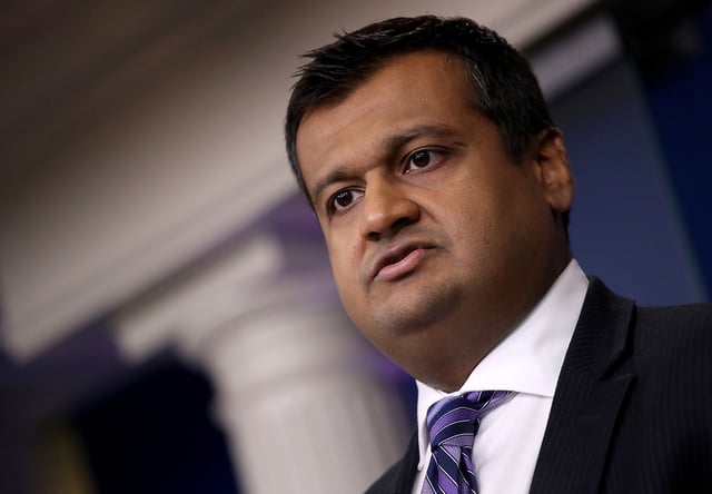 WASHINGTON, DC - MAY 14:  White House deputy press secretary Raj Shah answers questions during the daily White House briefing May 14, 2018 in Washington, DC. Shah answered a range of questions related to recent remarks by a White House staffer about Sen. John McCain, and the ongoing violence in Gaza related to the opening of the U.S. embassy in Jerusalem. (Photo by Win McNamee/Getty Images)